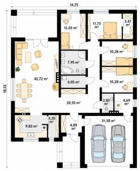 Rzut projektu Decyma 6 (CE) - parter