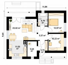 Rzut projektu Mak 3 (KO) - parter