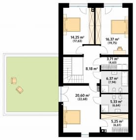 Rzut projektu Platan 2 (CE) - poddasze