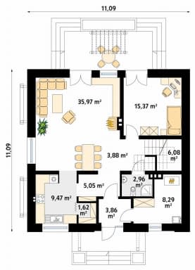 Rzut projektu Kos (CE) - parter