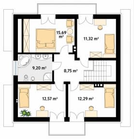 Rzut projektu Kos (CE) - poddasze