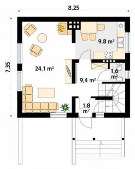 Rzut projektu Majka (CE) - parter