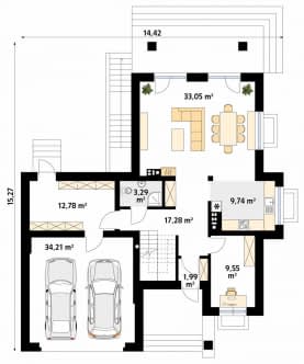 Rzut projektu Cyprys 10 (KO) - parter