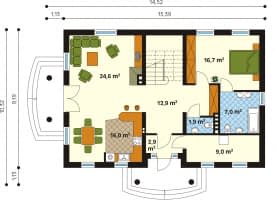 Rzut projektu Poranek (CE) - parter