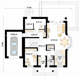 Rzut projektu Wilga (CE) - parter