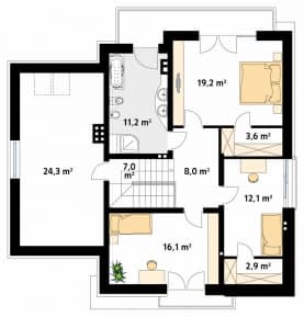 Rzut projektu Jaspis 5 (CE) - poddasze