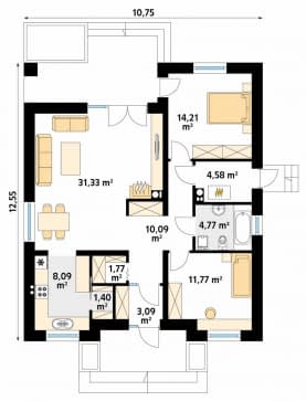 Rzut projektu Elka 4 (Y) - parter