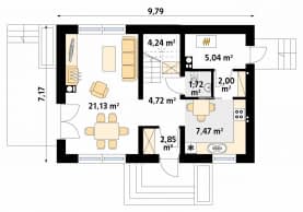 Rzut projektu Bez 4 (Y) - parter