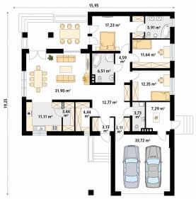 Rzut projektu Ambrozja 8 (CE) - parter