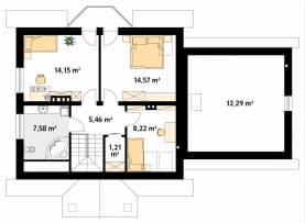 Rzut projektu Pliszka 3 (CE) - poddasze