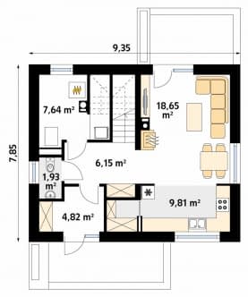 Rzut projektu Amol (KO) - parter