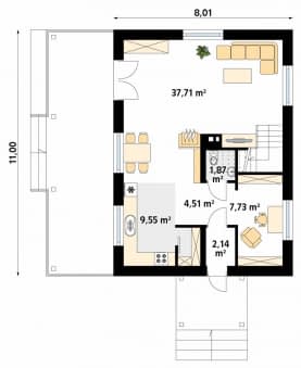 Rzut projektu Truskawkowy (CE) - parter