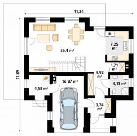 Rzut projektu Malachit (CE) - parter
