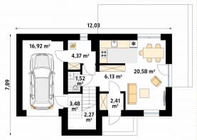 Rzut projektu Trawertyn 2 (KO) - parter
