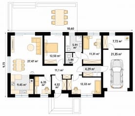 Rzut projektu Gwiazdka 4 (CE) - parter
