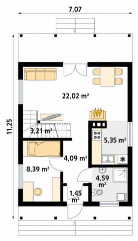 Rzut projektu Mikrus 2 dr-S (DR-S) - parter