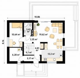 Rzut projektu Anka (CE) - parter