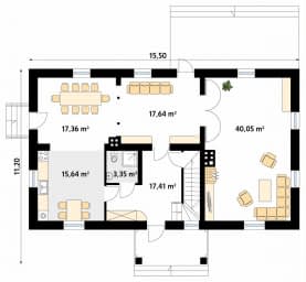 Rzut projektu Świt (CE) - parter