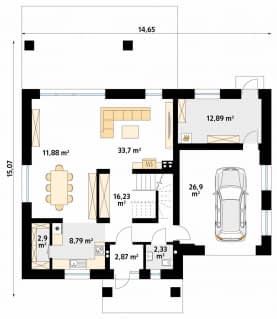 Rzut projektu Pinia 3 (PH) - parter