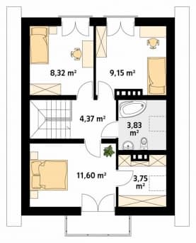 Rzut projektu Lilia 3 (CE) - poddasze