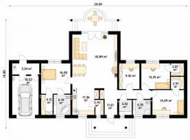 Rzut projektu Rozłogi 2 (KO) - parter