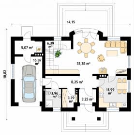 Rzut projektu Szafran (CE) - parter