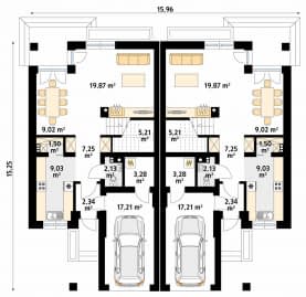Rzut projektu Karminowy (CE) - parter