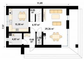 Rzut projektu Malutki 5 (CE) - parter
