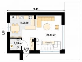 Rzut projektu Pestka (CE) - parter
