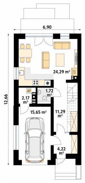 Rzut projektu Wiąz W (CE) - parter
