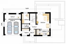 Rzut projektu Azuryt 4 (KO) - parter