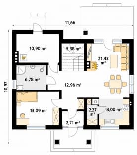Rzut projektu Aurum (KO) - parter