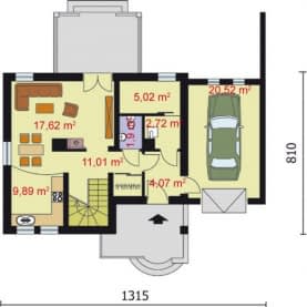 Rzut projektu RIO GRANDE - BLIŹNIAK (jeden segment) - Segment A - parter