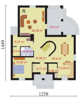 Rzut projektu PERUGIA - Parter