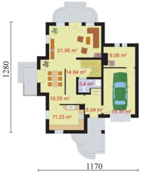 Rzut projektu SANTIAGO - Parter