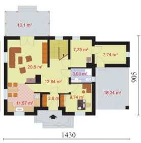 Rzut projektu SANTA CRUZ - Parter