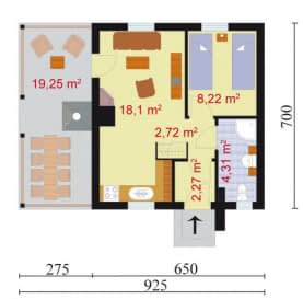 Rzut projektu TULUZA dom letniskowy - Parter