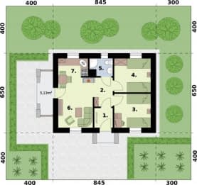 Rzut projektu BAYAMO dom letniskowy - Parter