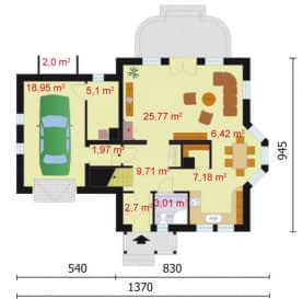 Rzut projektu SARAGOSSA - parter