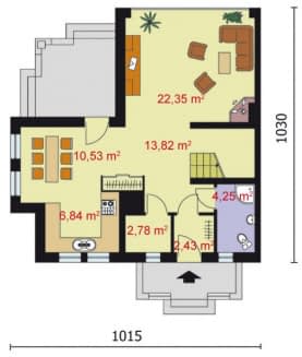 Rzut projektu IBIZA - BLIŹNIAK (jeden segment) - Segment A - parter