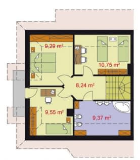 Rzut projektu IBIZA - BLIŹNIAK (jeden segment) - Segment A - poddasze