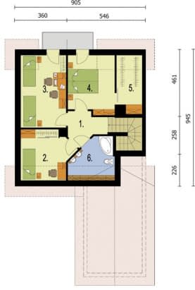 Rzut projektu TOSKANIA (zabudowa szeregowa) - Poddasze
