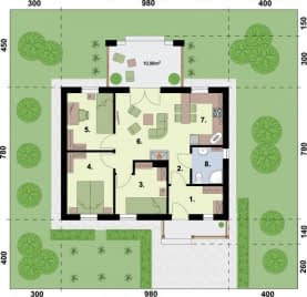 Rzut projektu LA PALMA 2 dom letniskowy - Rzut parteru