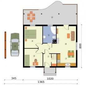 Rzut projektu BARBADOS 2 dom letniskowy - Rzut przyziemia