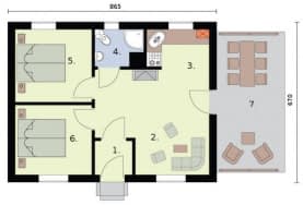 Rzut projektu TORONTO dom letniskowy - Rzut przyziemia