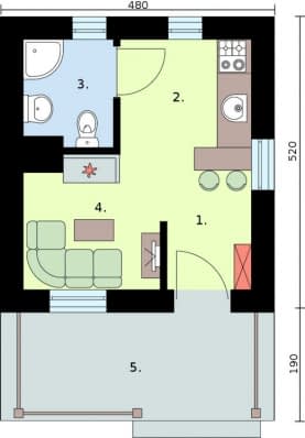 Rzut projektu BOSTON dom letniskowy - Rzut przyziemia