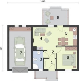 Rzut projektu ANDALUZJA dom letniskowy - Rzut przyziemia