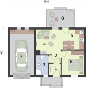 Rzut projektu BOLZANO dom letniskowy - Rzut przyziemia