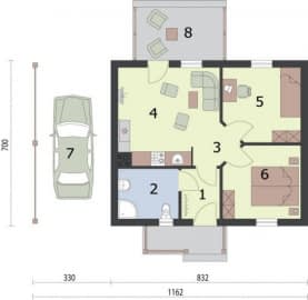 Rzut projektu INDIANA dom letniskowy - Rzut przyziemia