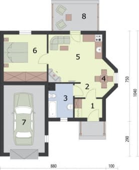Rzut projektu KANSAS dom letniskowy - Rzut przyziemia